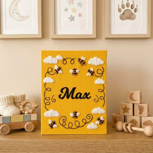 Bee Baby Photo Album, Personalized Hand Embroidered Baby Memory Book, Custom Nursery Keepsake Gift With Name