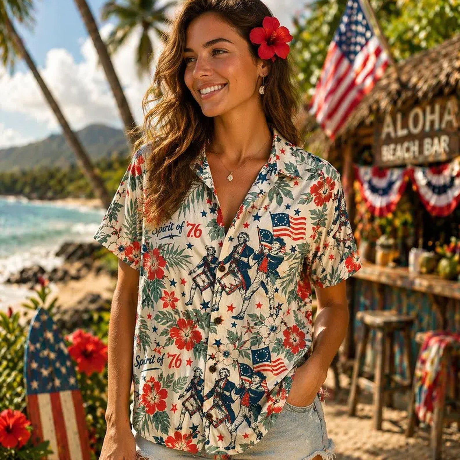 250 Years of America Hawaiian Shirt, Spirit of 76 Patriotic 4th of July 1776-2026 AOP Hawaii Shirt 685190 WFD