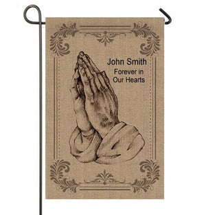 Personalized Praying Hand Garden or Cemetery Flag