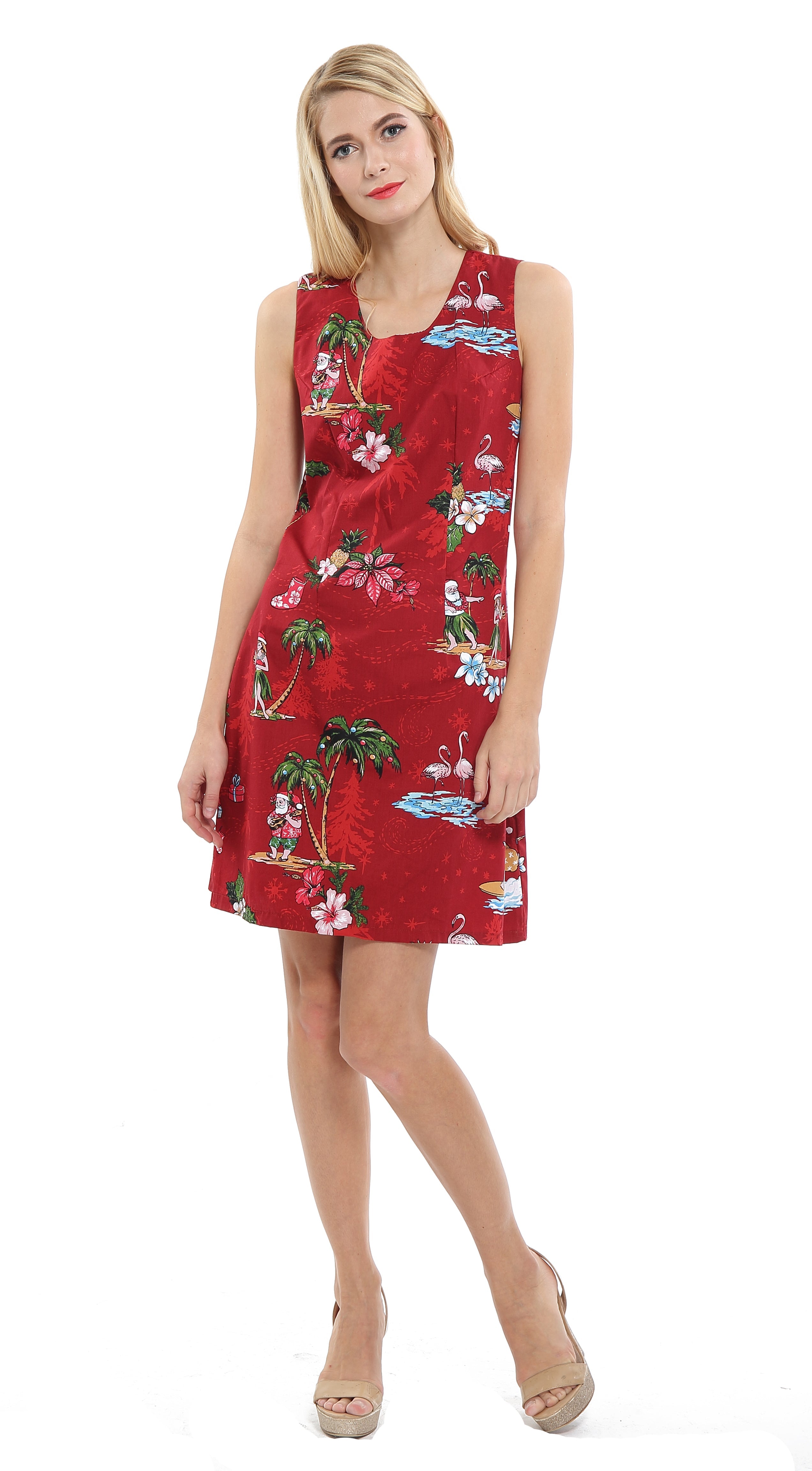 Women's Tank Fit Dress in Christmas Santa Red
