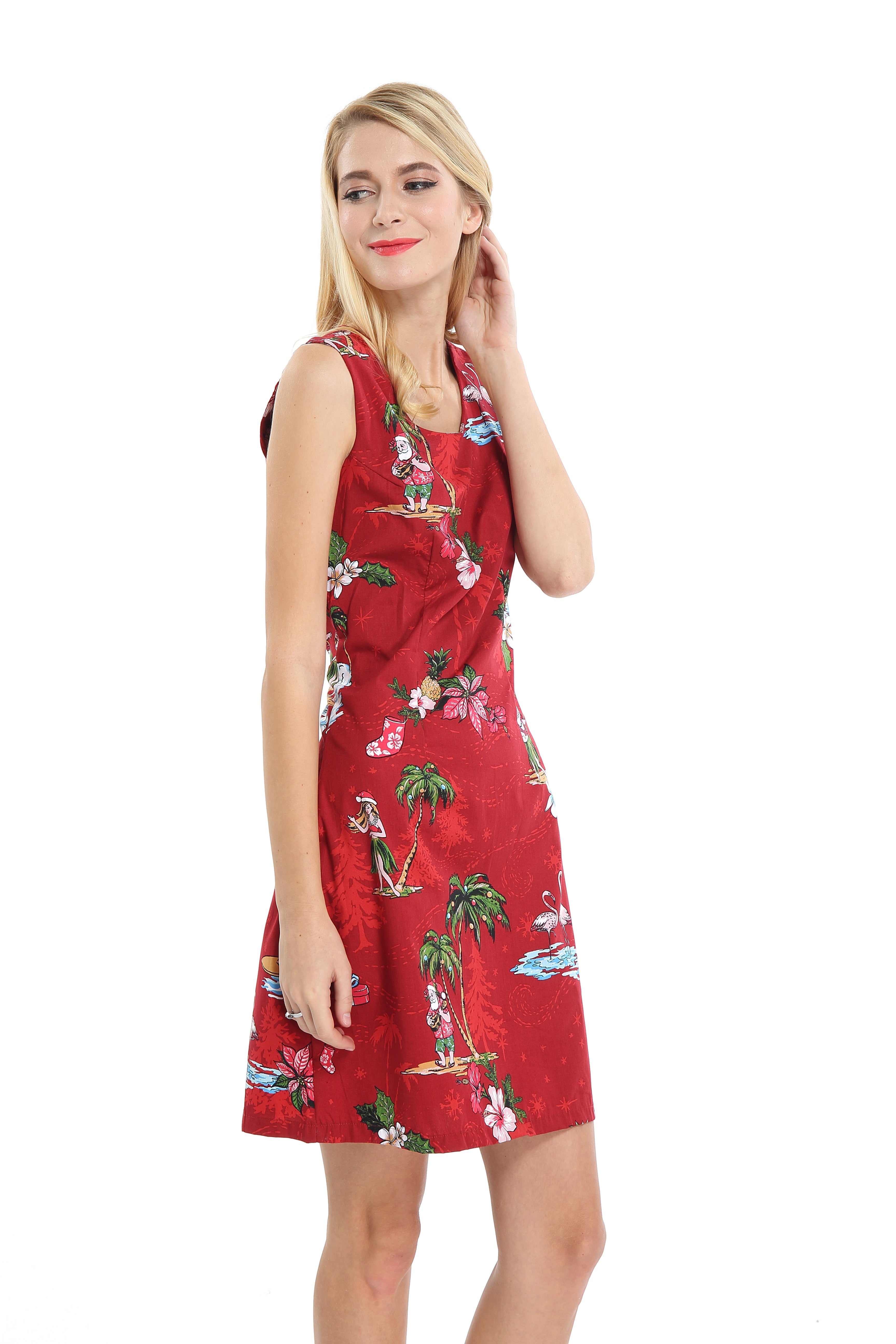 Women's Tank Fit Dress in Christmas Santa Red