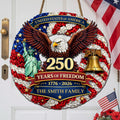 Custom Wood Sign - Personalized America 250th Anniversary Gifts For Mom, Dad, Brother, Sister, Kids - Proud Hearts Rise Together