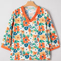 Lily Print Bracelet Sleeve Blouse
