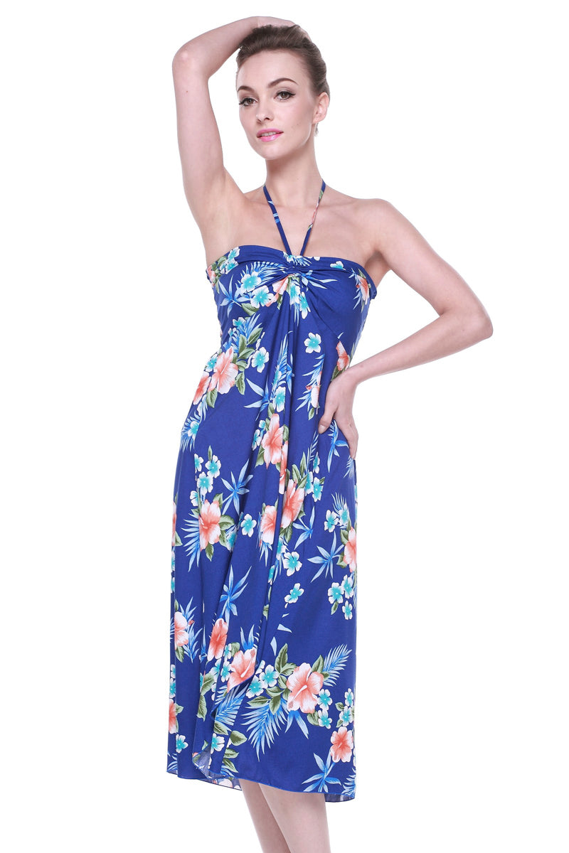 Women's Butterfly Dress in Hibiscus Blue