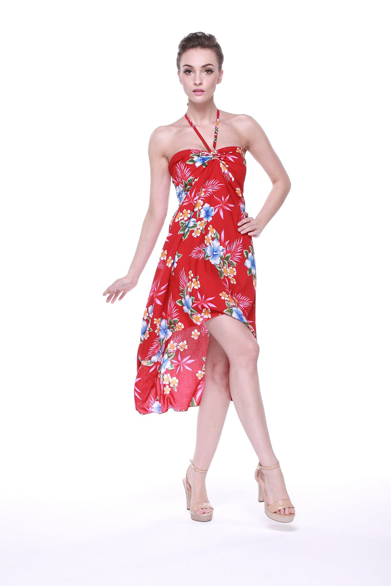 Women's Butterfly Dress in Hibiscus Red