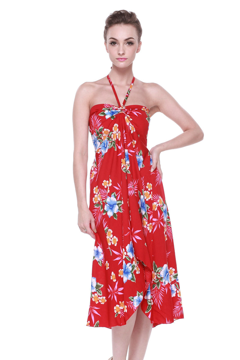 Women's Butterfly Dress in Hibiscus Red