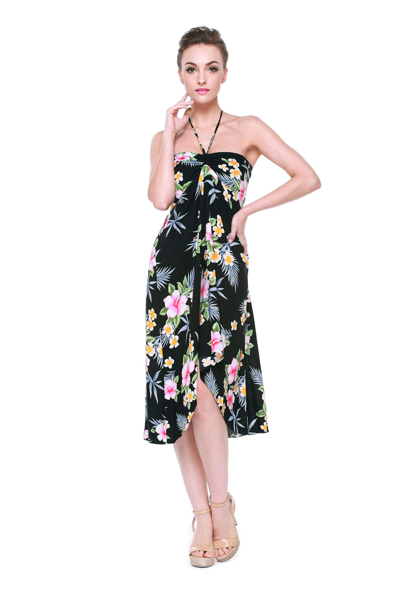 Women's Butterfly Dress in Hibiscus Black