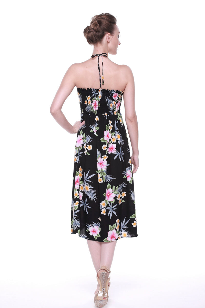 Women's Butterfly Dress in Hibiscus Black