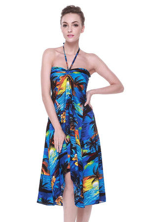 Women's Butterfly  Luau Dress in Sunset Blue
