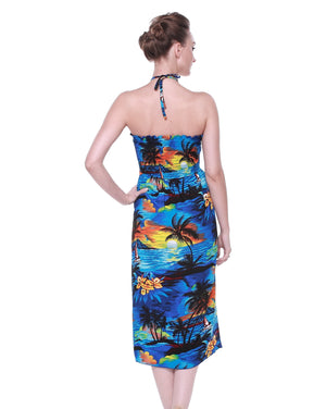 Women's Butterfly  Luau Dress in Sunset Blue