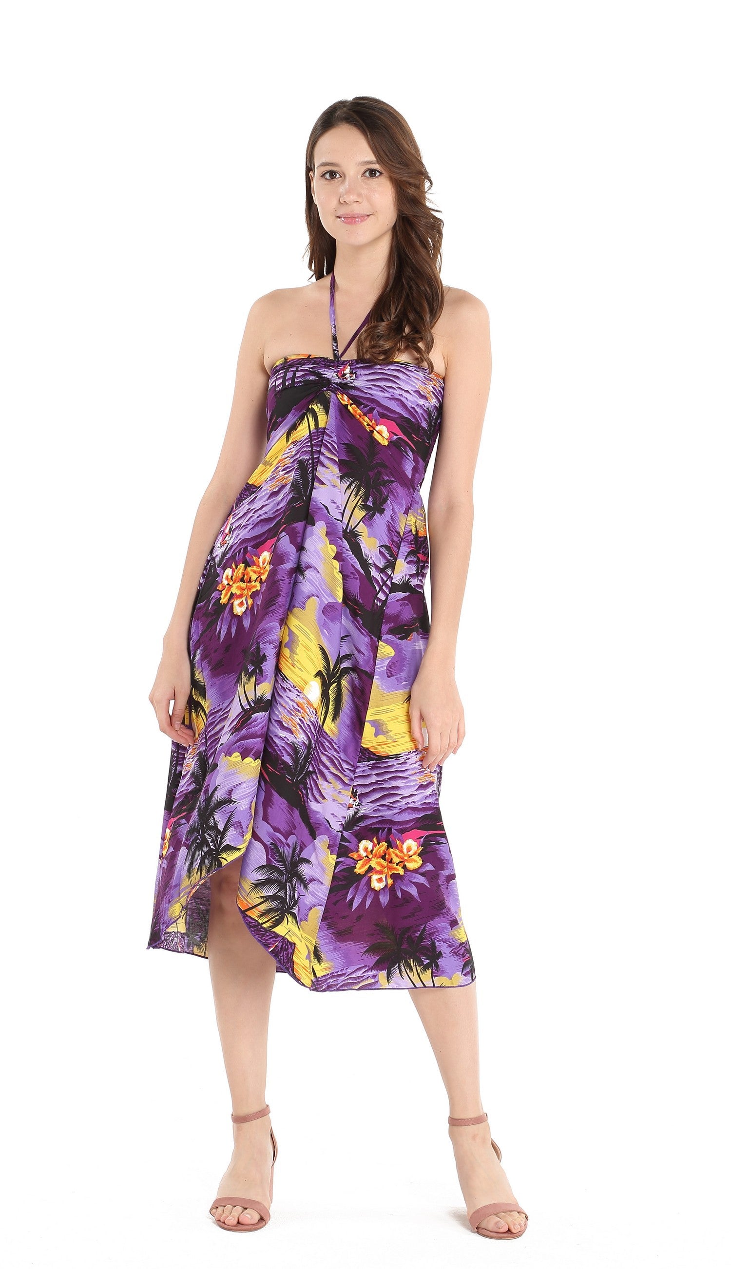 Women's Butterfly  Luau Dress in Sunset Purple