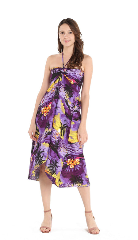 Women's Butterfly  Luau Dress in Sunset Purple