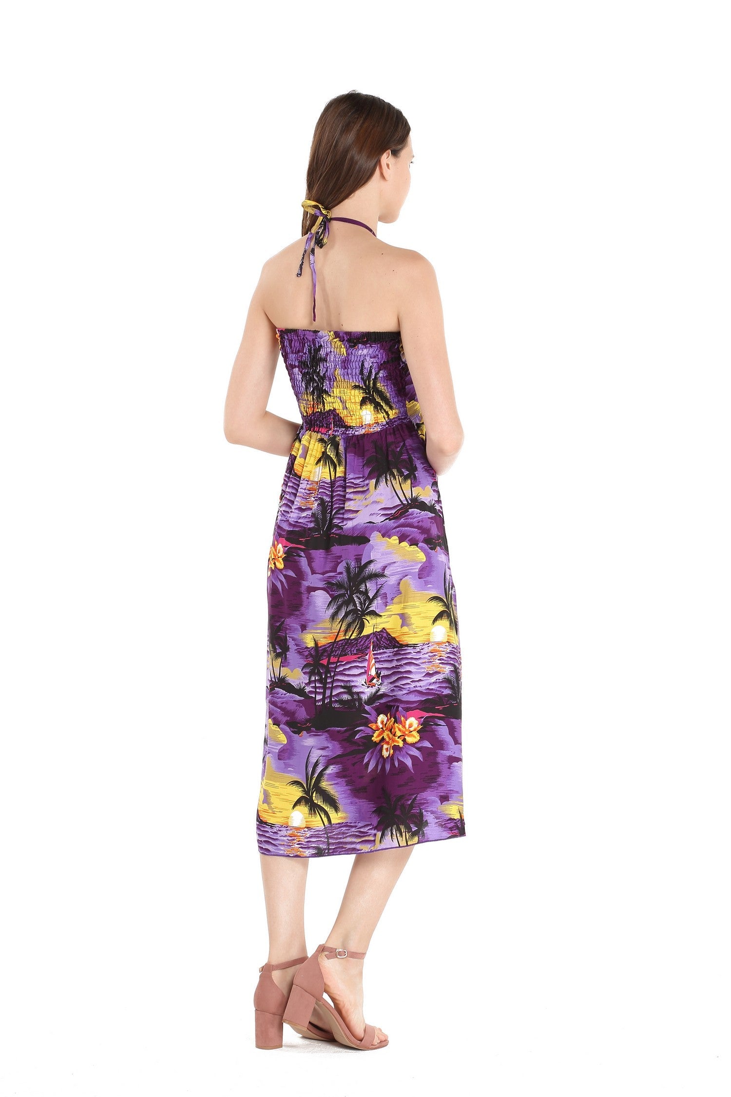 Women's Butterfly  Luau Dress in Sunset Purple
