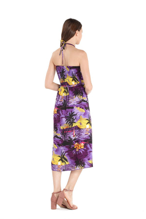 Women's Butterfly  Luau Dress in Sunset Purple