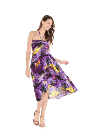 Women's Butterfly  Luau Dress in Sunset Purple