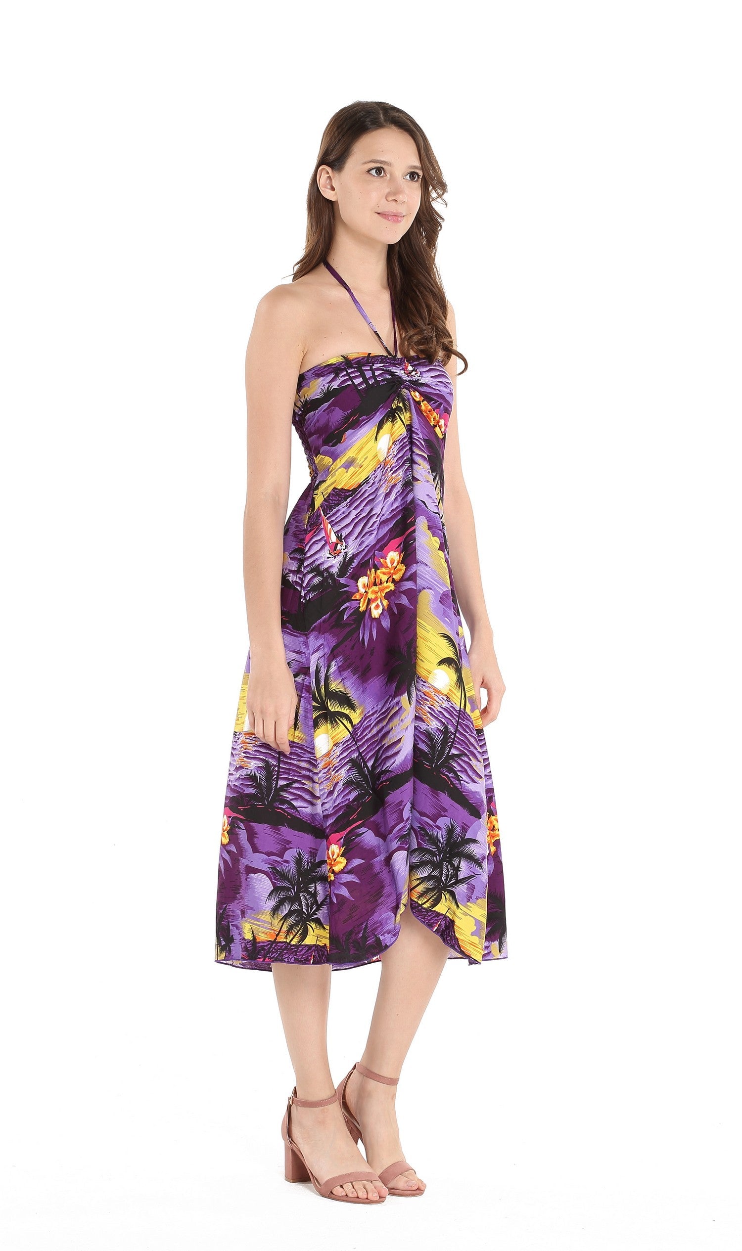 Women's Butterfly  Luau Dress in Sunset Purple