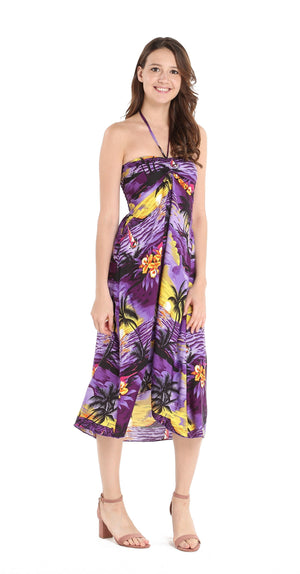 Women's Butterfly  Luau Dress in Sunset Purple