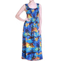 Women's Maxi Tank Elastic Luau Dress Sunset Blue