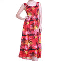 Women's Maxi Tank Elastic Luau Dress Sunset Red