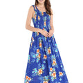 Women's Maxi Tank Elastic Luau Dress in Hibiscus Blue