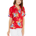 Women's Lady Aloha Shirt in Hibiscus Red