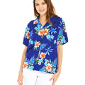 Women's Lady Aloha Shirt in Hibiscus Blue