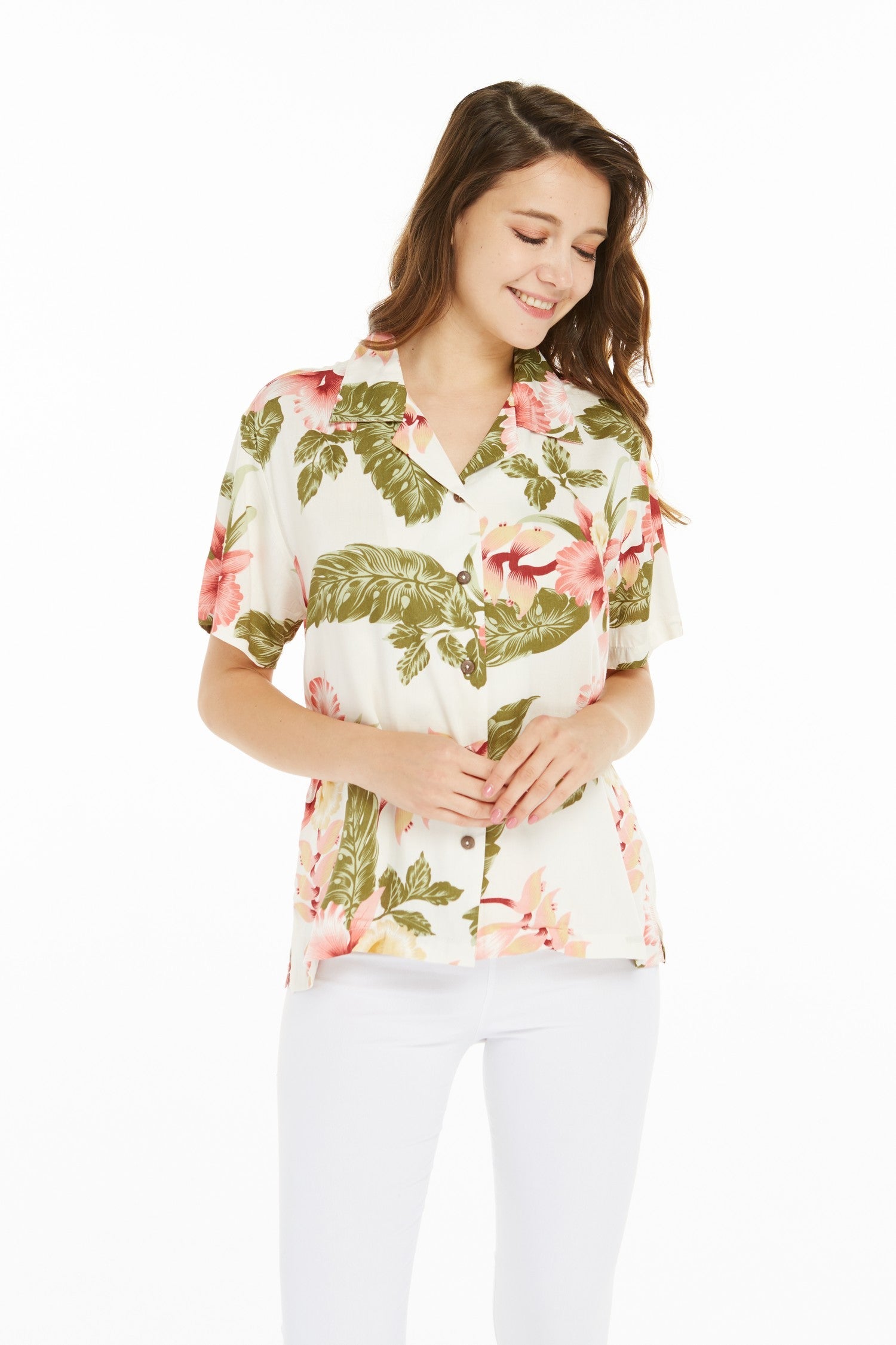 Women's Aloha Shirt in Rafelsia Cream
