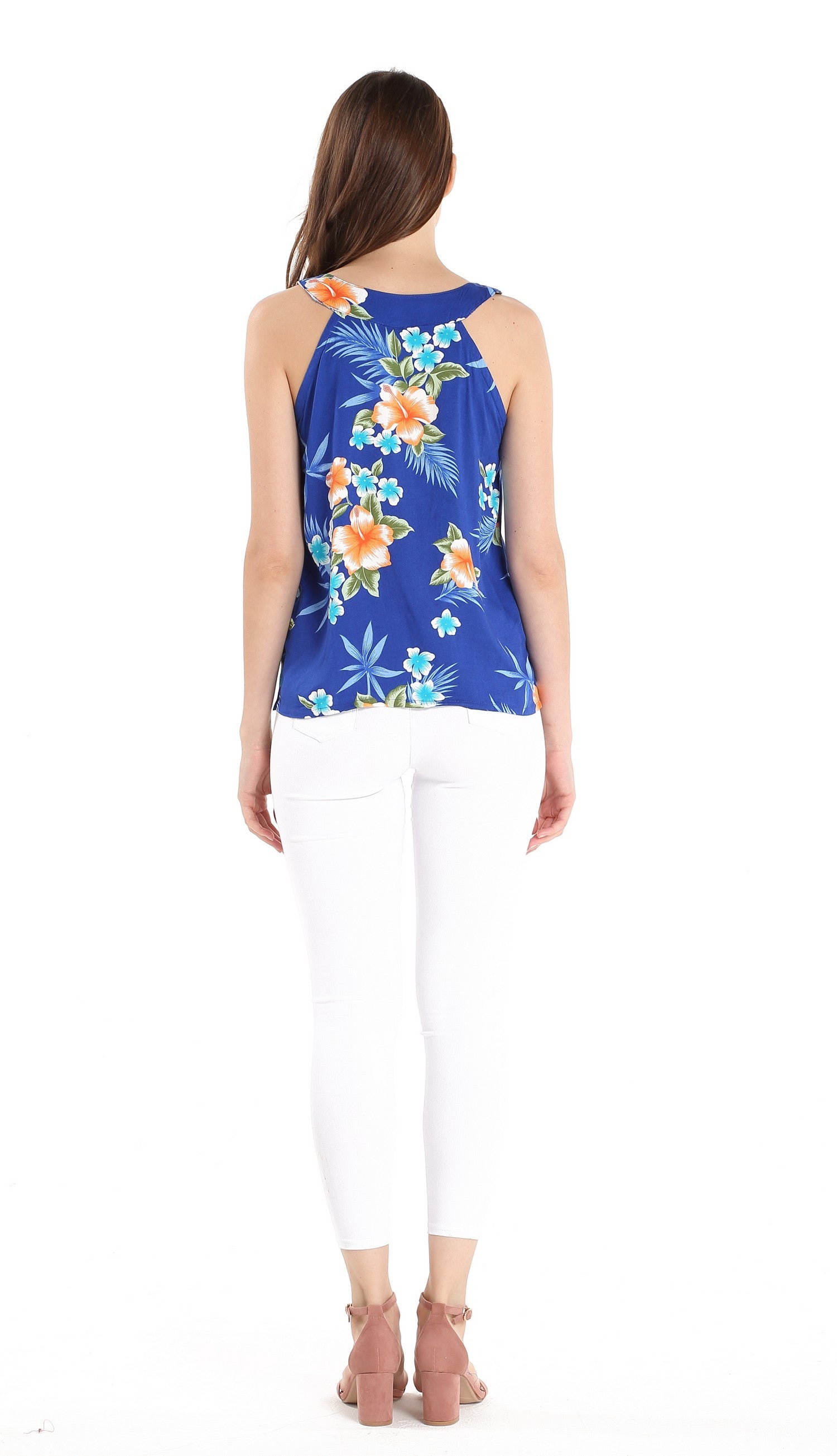 Women's Tank Top in Hibiscus Blue