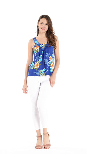 Women's Tank Top in Hibiscus Blue