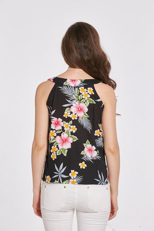 Women's Tank Top in Hibiscus Black