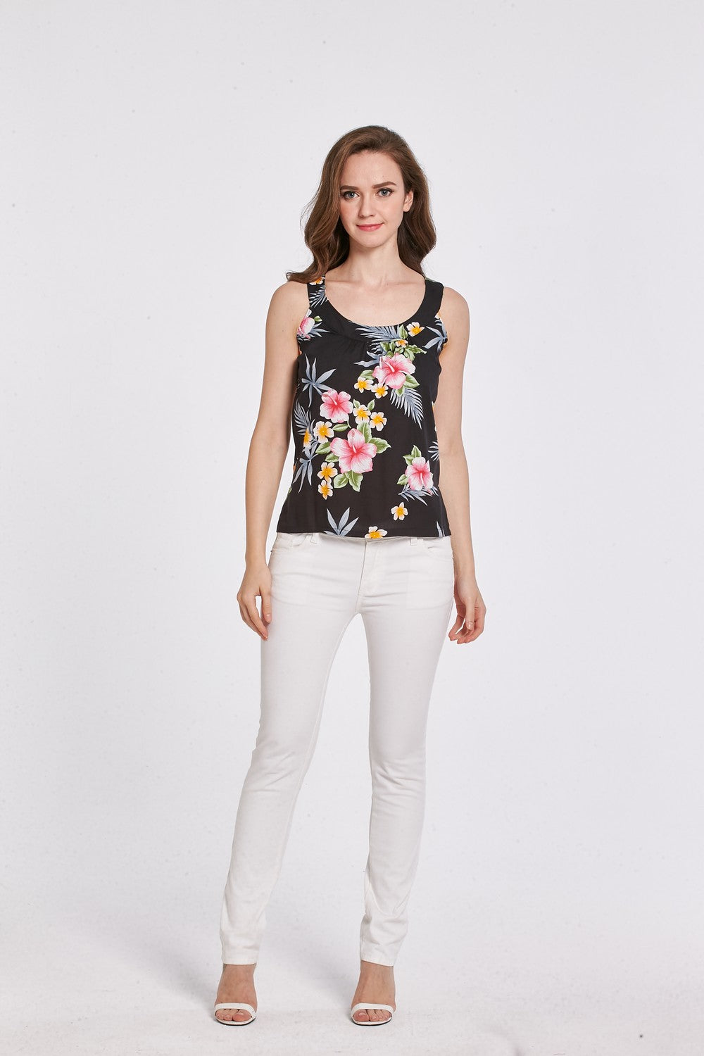 Women's Tank Top in Hibiscus Black