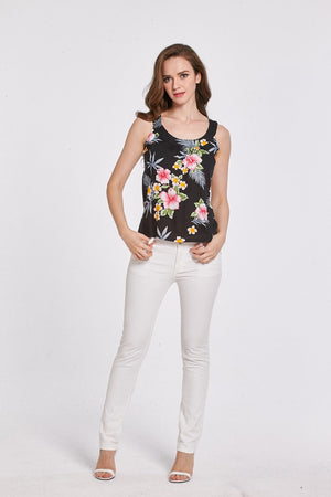 Women's Tank Top in Hibiscus Black
