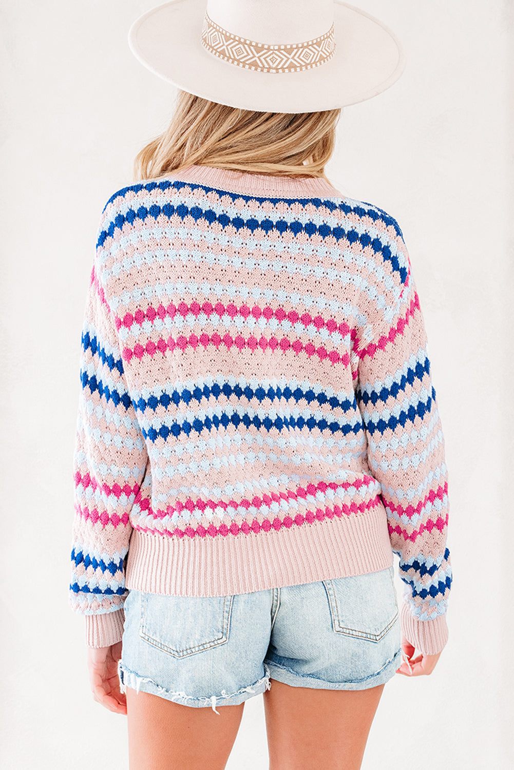 Amelia Patterned Drop Shoulder Sweater