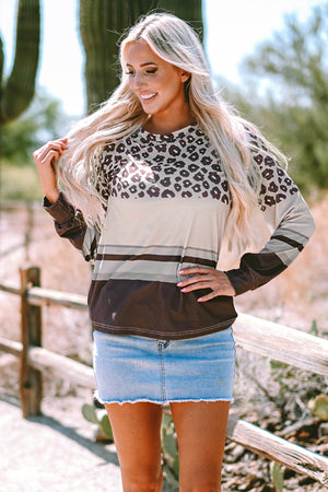 Teagan Color Block Crewneck Long Sleeve Top