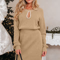 Zariah Embellished Keyhole Ribbed Sweater