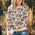 Sofia Western Fashion Print Sweater