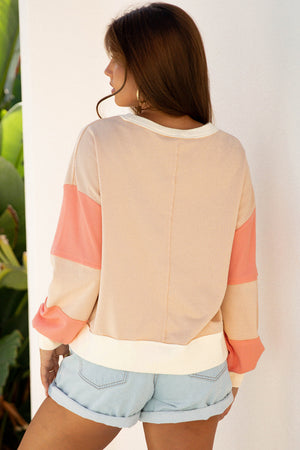 Jolene Block Textured Patchwork Pullover