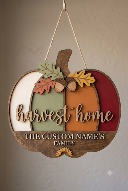 Chic Pumpkin Welcome Sign For Fall, Rustic Layered Wooden Door Decor