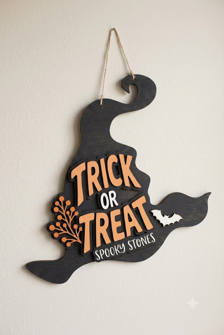 Or Treat Sign, Halloween Ghost Wall Decor For Porch