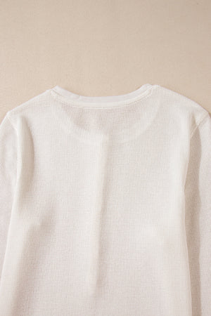 Teresa Color Waffle Half Long Sleeve Top