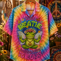 Peace Frog Tie Dye Hawaiian Shirt Front Flat Lay