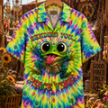 Groovy Peace Frog Hawaiian Shirt Front Flat Lay