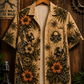 Mechanic Skull Hawaiian Shirt Front Flat Lay
