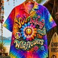 Wildflower Smile Hippie Hawaiian Shirt Front View