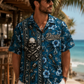 Custom Crossed Wrenches Skull Hawaiian Shirt Front Flat Lay