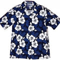 Big Hibiscus Boys Tropical Hawaiian Aloha Shirt in Blue
