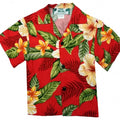 Leilani Boys Tropical Hawaiian Aloha Shirt in Red