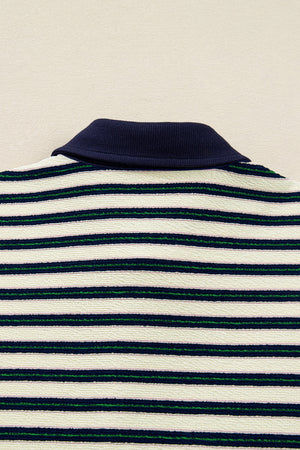Louisa Contrast Collar Zip Long Sleeve Top
