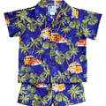 Palms & Woodies Boys 2 Piece Tropical Hawaiian Cabana Set in Navy