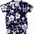 Hibiscus Paradise Boys 2 Piece Tropical Hawaiian Aloha Cabana set in Navy